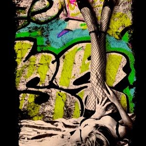 Graffiti Girl in Stockings T-Shirt SEXY!